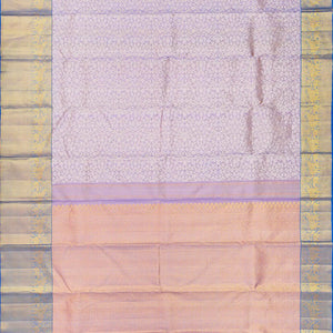 Lavender Handloom Kanchipuram Silk Saree With Floral Vine Motifs-Lavander