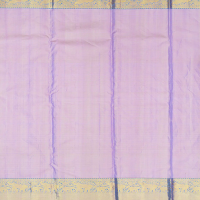 Lavender Handloom Kanchipuram Silk Saree With Floral Vine Motifs-Lavander