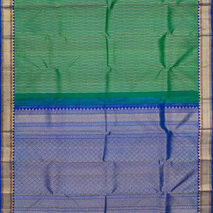 Sea Green Handloom Kanchipuram Silk Saree With Zari Stripes-Sage Green