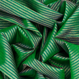 Sea Green Handloom Kanchipuram Silk Saree With Zari Stripes-Sage Green