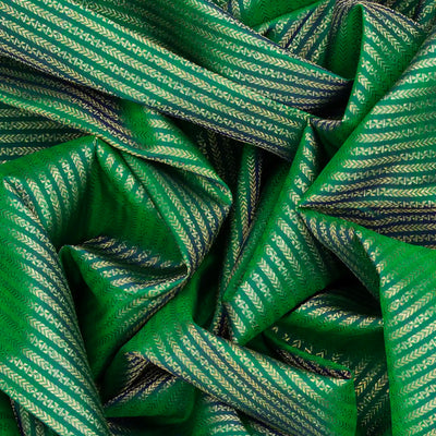 Sea Green Handloom Kanchipuram Silk Saree With Zari Stripes-Sage Green