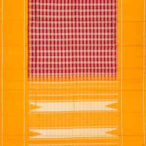 Crimson Handloom Kanchipuram Korvai Silk Saree With Checks-Crimson