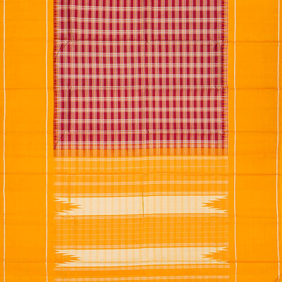Crimson Handloom Kanchipuram Korvai Silk Saree With Checks-Crimson