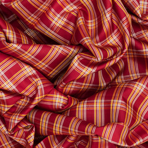 Crimson Handloom Kanchipuram Korvai Silk Saree With Checks-Crimson