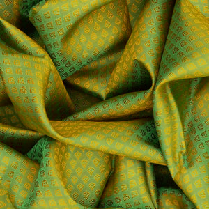 Green Handloom Kanchipuram Silk Saree With Floral Motifs-Green