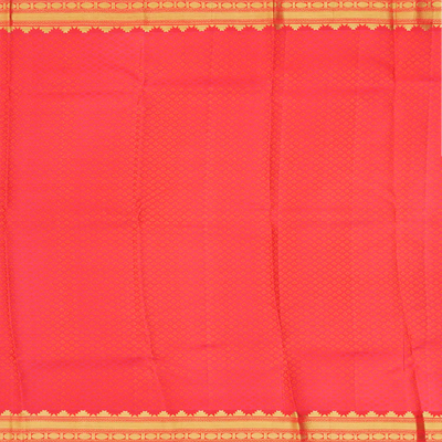 Green Handloom Kanchipuram Silk Saree With Floral Motifs-Green