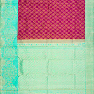 Pink Handloom Kanchipuram Silk Saree With Leaf Motifs-Pink