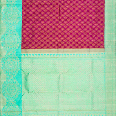 Pink Handloom Kanchipuram Silk Saree With Leaf Motifs-Pink