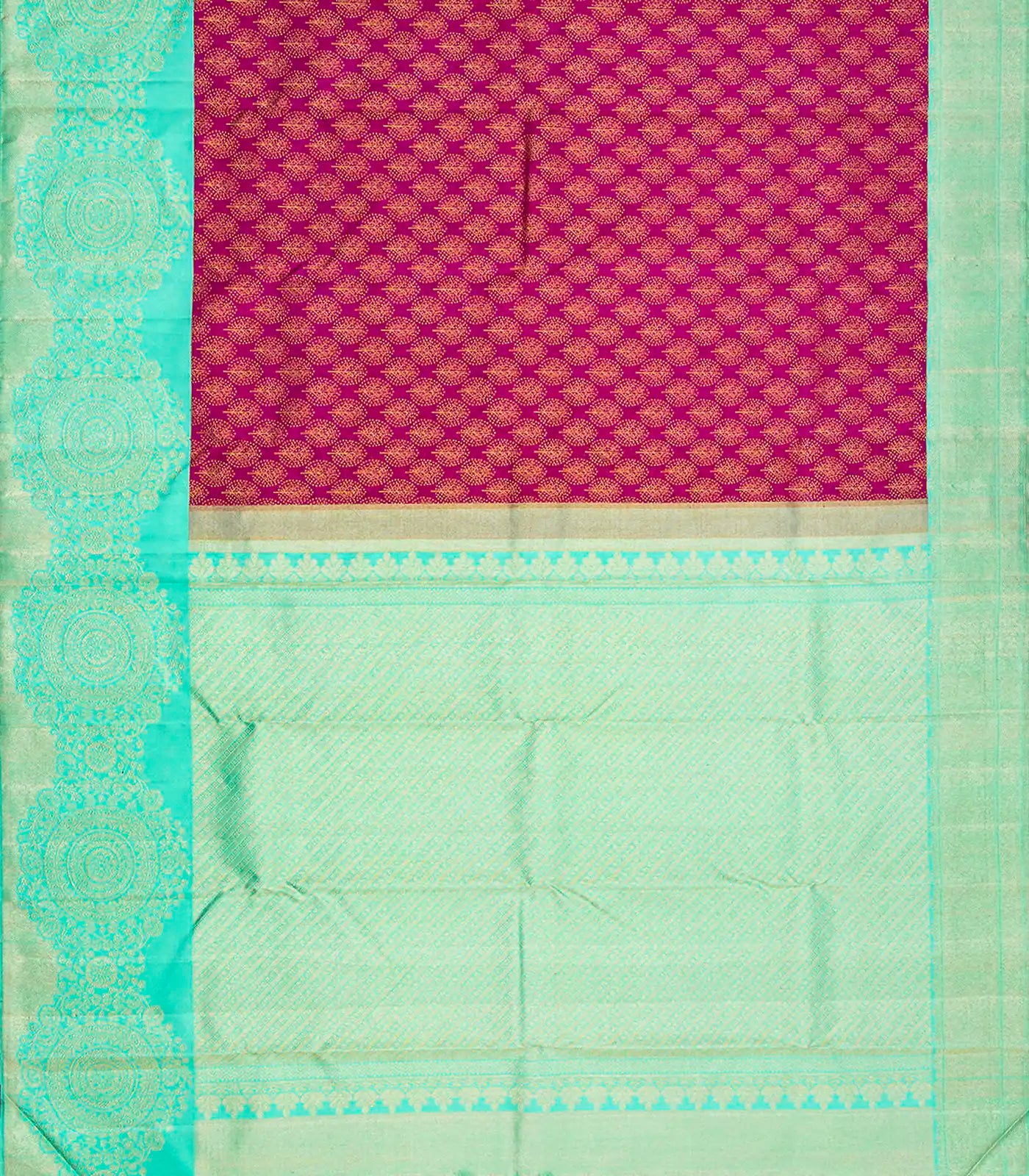 Pink Handloom Kanchipuram Silk Saree With Leaf Motifs-Pink