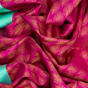 Pink Handloom Kanchipuram Silk Saree With Leaf Motifs-Pink