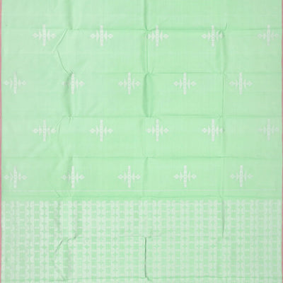 Pista Green Handloom Kanchipuram Silk Saree With Buttas-Pista Green