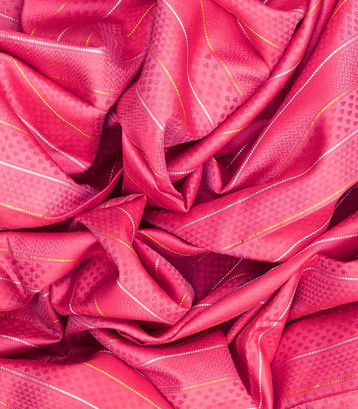 Peach Handloom Kanchipuram Silk Saree With Chevron Motifs-Peach