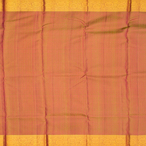 Peach Handloom Kanchipuram Silk Saree With Chevron Motifs-Peach
