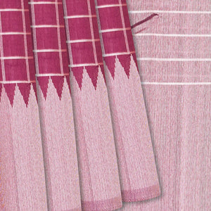 Dusty Pink Handloom Kanchipuram Silk Saree With Checks-Dusty Pink