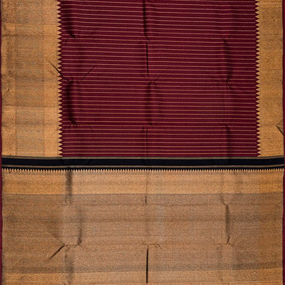 Maroon Handloom Kanchipuram Silk Saree With Zari Stripes-Maroon