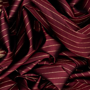 Maroon Handloom Kanchipuram Silk Saree With Zari Stripes-Maroon