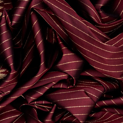Maroon Handloom Kanchipuram Silk Saree With Zari Stripes-Maroon