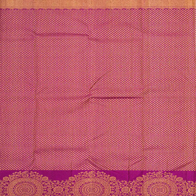 Baby Pink Handloom Kanchipuram Silk Saree With Leaf Motifs-Baby Pink