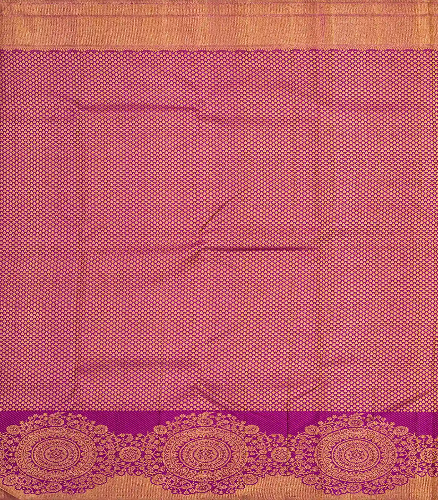 Baby Pink Handloom Kanchipuram Silk Saree With Leaf Motifs-Baby Pink