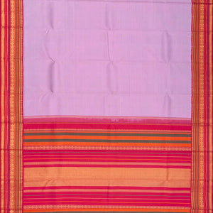 Lavender Handloom Kanchipuram Korvai Silk Saree With Kamalam Motifs-Lavander