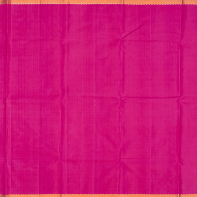 Hot Pink Handloom Kanchipuram Silk Saree With Floral Buttas-Hot Pink