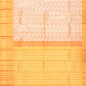 Peach Handloom Kanchipuram Tissue Silk Saree With Floral Motifs-Peach