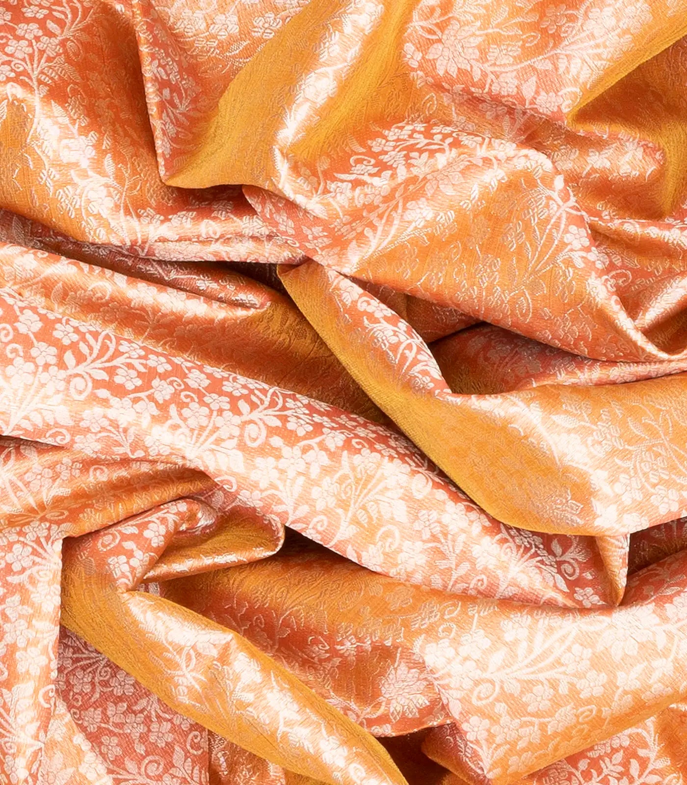 Peach Handloom Kanchipuram Tissue Silk Saree With Floral Motifs-Peach