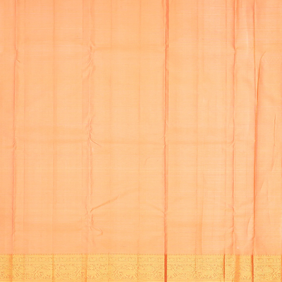 Peach Handloom Kanchipuram Tissue Silk Saree With Floral Motifs-Peach