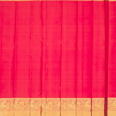 Turquoise Handloom Kanchipuram Silk Saree With Meena Floral Motifs-Turquoise