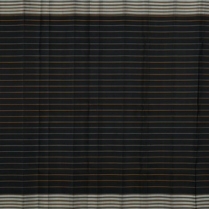 Red Handloom Kanchipuram Korvai Silk Saree With Stripes-Red