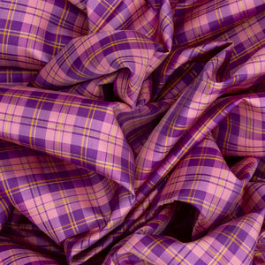 Pink & Purple Handloom Kanchipuram Korvai Silk Saree With Checks-Pink