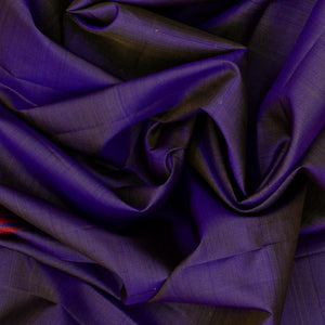 Violet Handloom Kanchipuram Korvai Silk Saree With Red Border-Violet