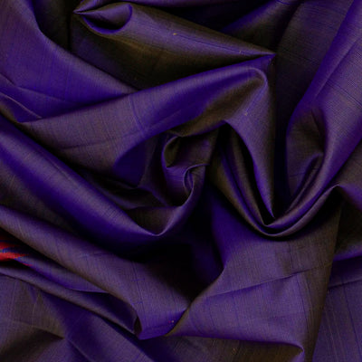 Violet Handloom Kanchipuram Korvai Silk Saree With Red Border-Violet