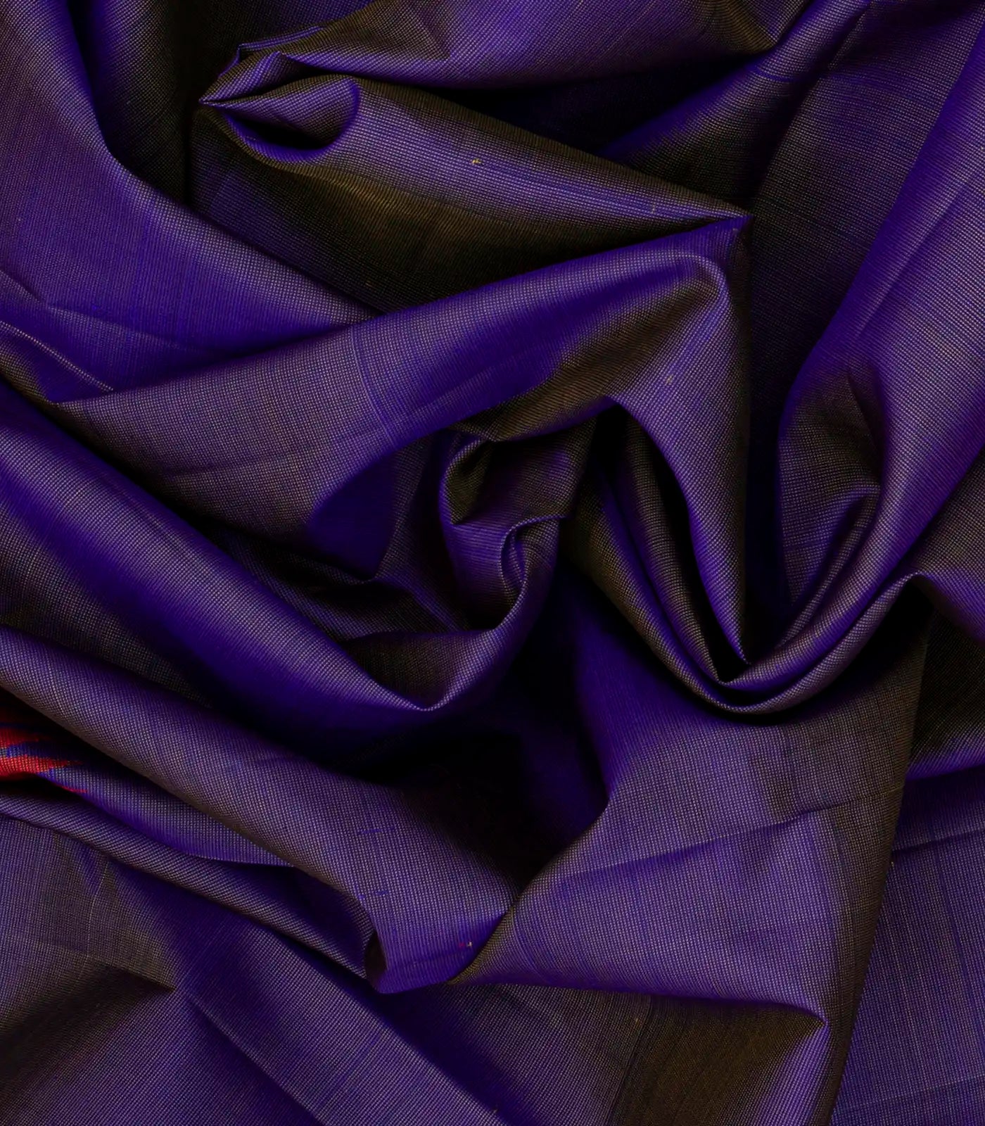 Violet Handloom Kanchipuram Korvai Silk Saree With Red Border-Violet