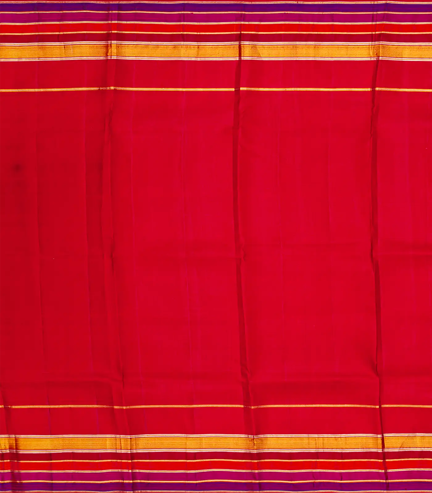 Violet Handloom Kanchipuram Korvai Silk Saree With Red Border-Violet