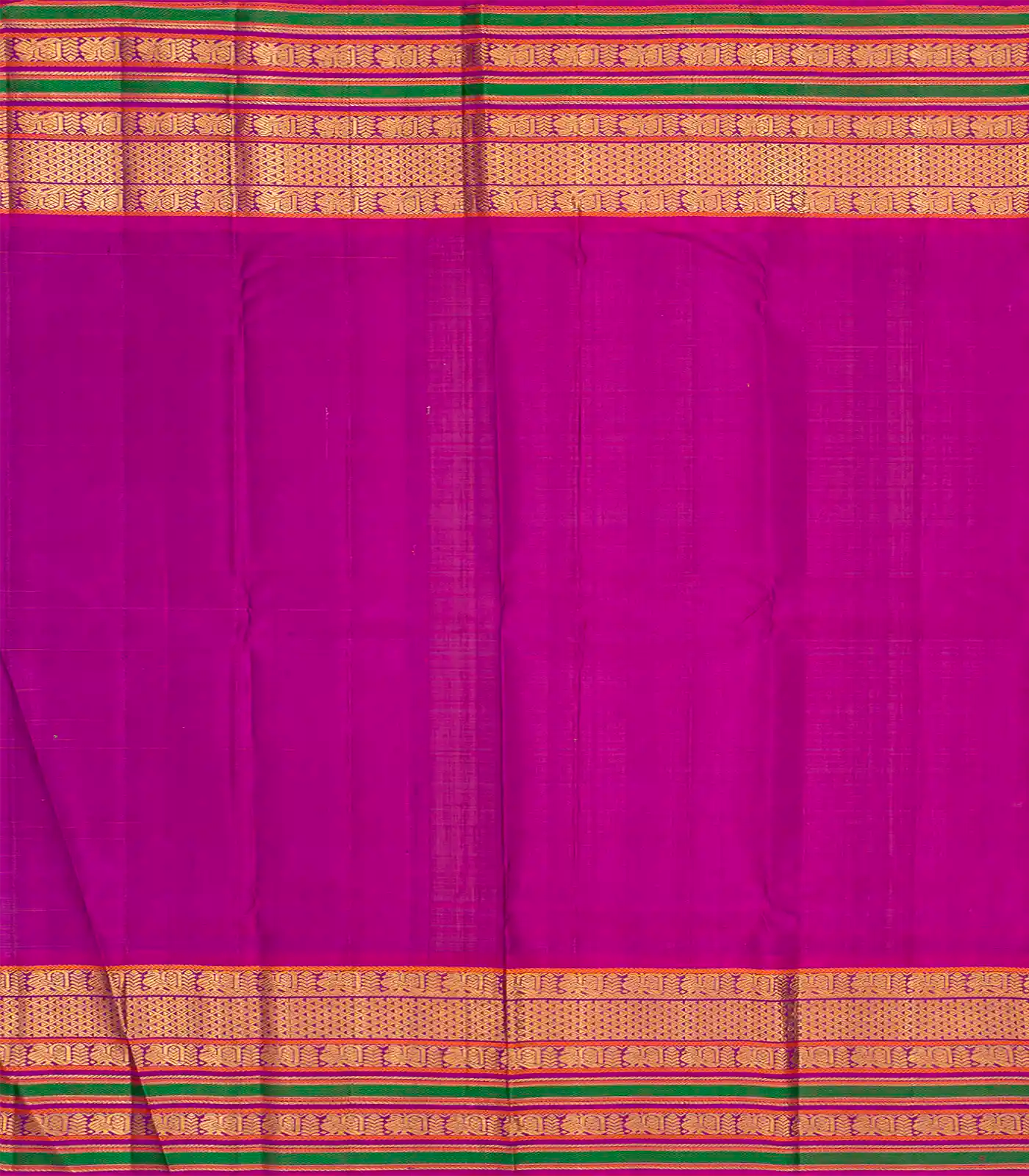 Light Peach Handloom Kanchipuram Korvai Silk Saree With Stripes-Light Peach