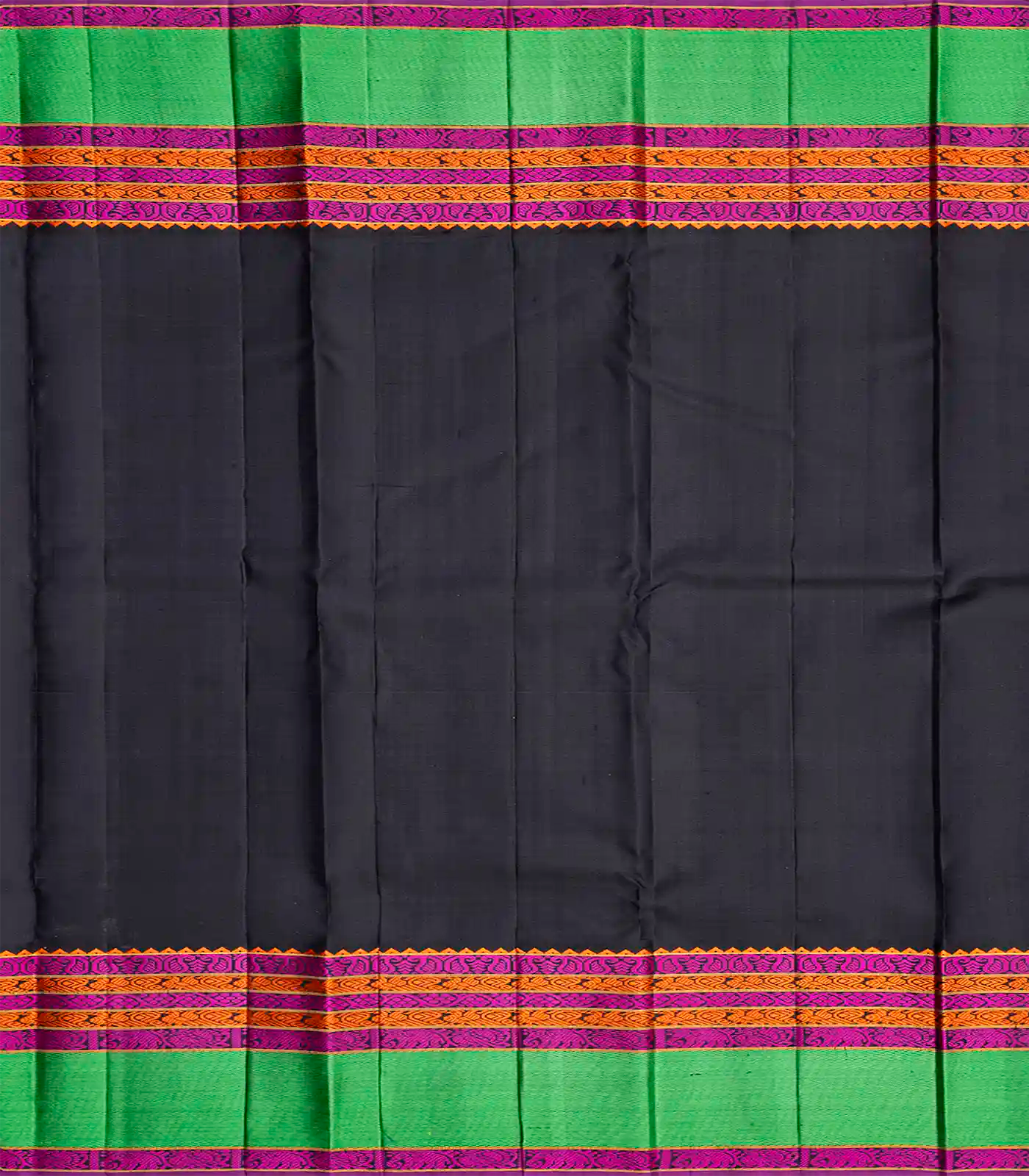 Yellow Handloom Kanchipuram Korvai Silk Saree With Checks & Buttas-Yellow