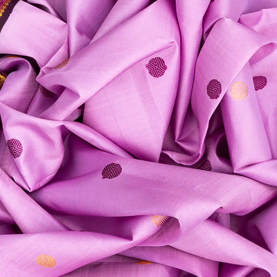 Baby Pink Handloom Kanchipuram Korvai Silk Saree With Maroon Border-Baby Pink