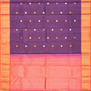Lilac Handloom Kanchipuram Korvai Silk Saree With Buttas-Lilac