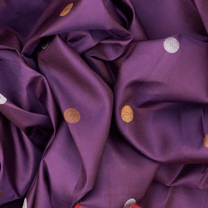 Lilac Handloom Kanchipuram Korvai Silk Saree With Buttas-Lilac