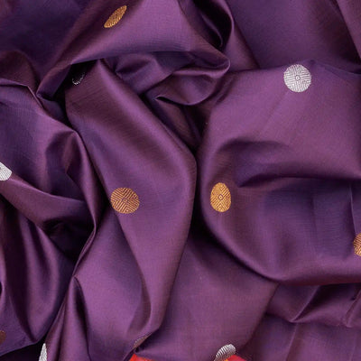 Lilac Handloom Kanchipuram Korvai Silk Saree With Buttas-Lilac