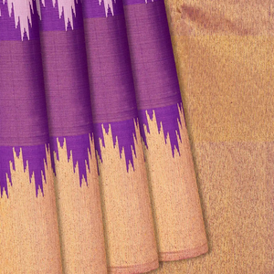 Lavender Handloom Kanchipuram Korvai Silk Saree With Stripes-Lavander