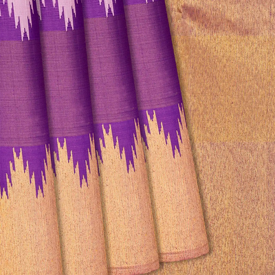 Lavender Handloom Kanchipuram Korvai Silk Saree With Stripes-Lavander