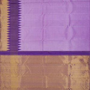 Lavender Handloom Kanchipuram Korvai Silk Saree With Stripes-Lavander
