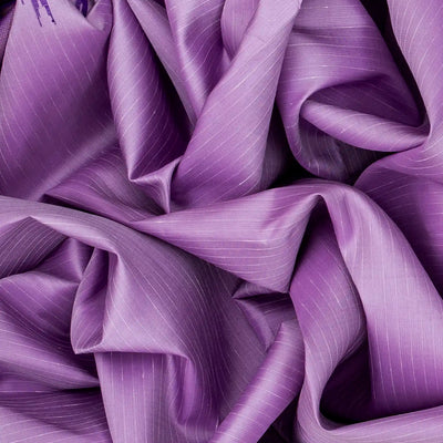 Lavender Handloom Kanchipuram Korvai Silk Saree With Stripes-Lavander
