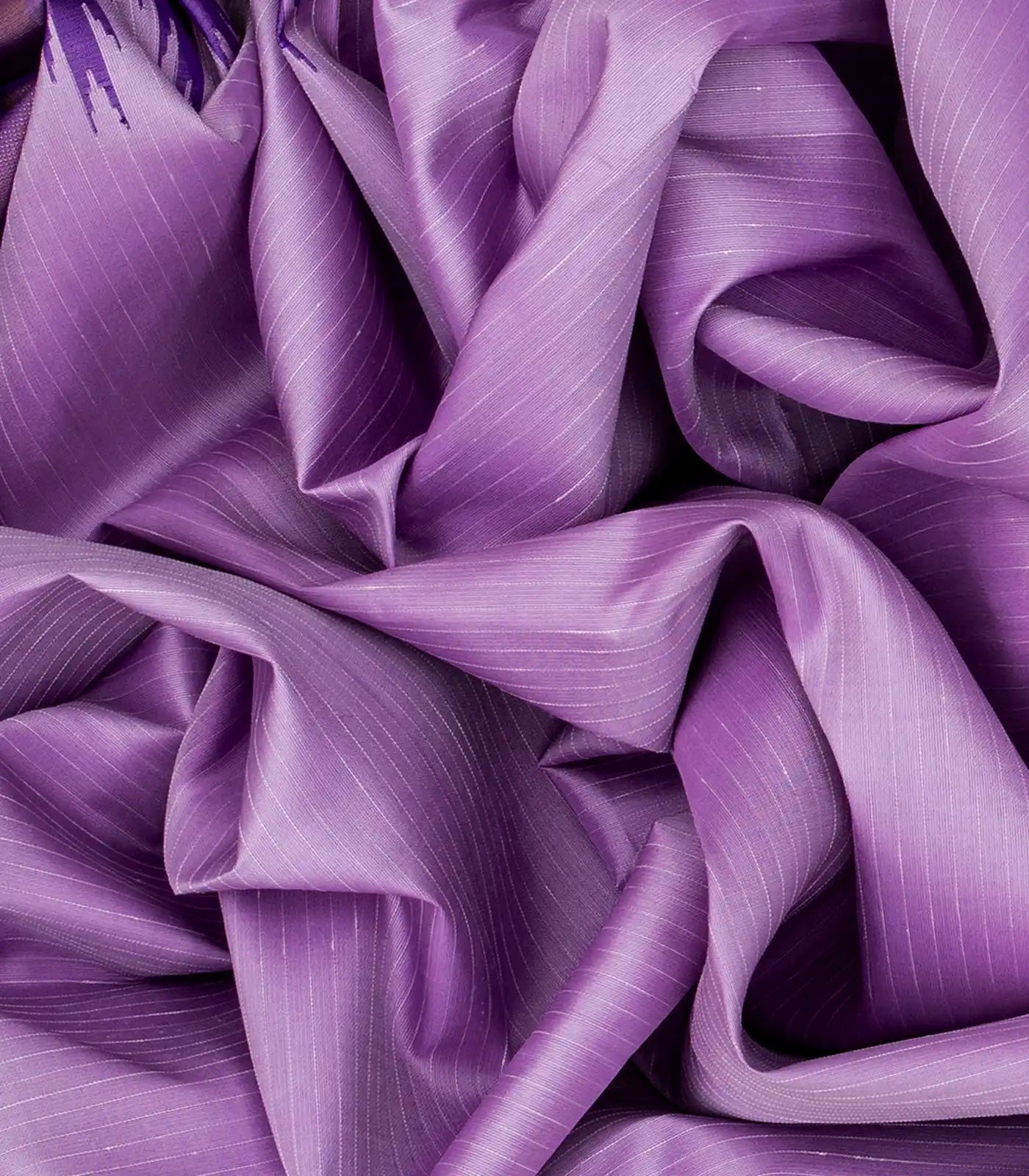 Lavender Handloom Kanchipuram Korvai Silk Saree With Stripes-Lavander