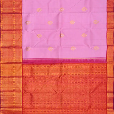 Lavender Handloom Kanchipuram Korvai Silk Saree With Buttas-Lavander
