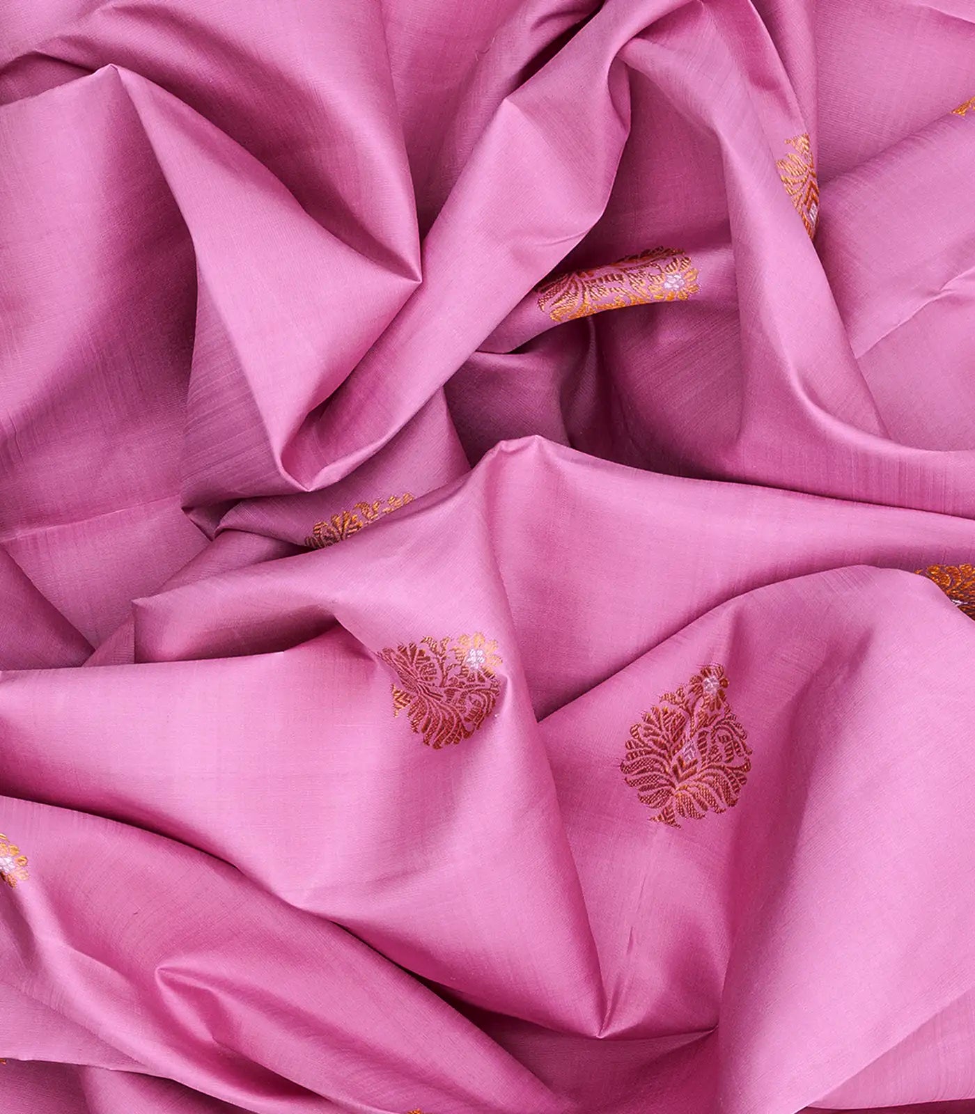 Lavender Handloom Kanchipuram Korvai Silk Saree With Buttas-Lavander