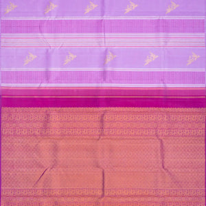 Lavender Handloom Kanchipuram Silk Saree With Buttas & Stripes-Lavander