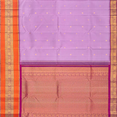 Lavender Handloom Kanchipuram Korvai Silk Saree With Buttas-Lavander